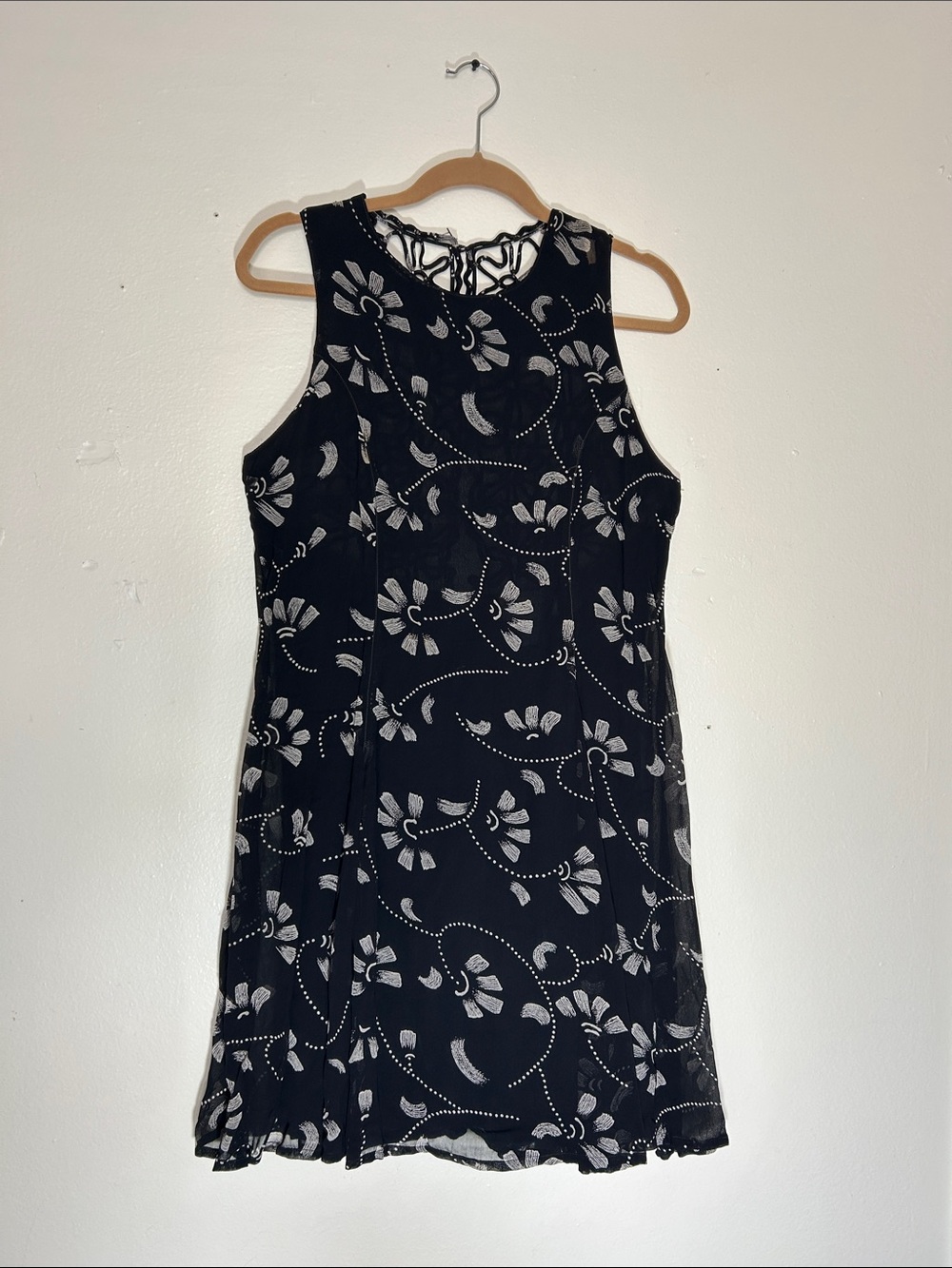 Cache Black Floral-Print Sleeveless Mini Dress